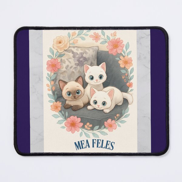 Item preview, Cute Trio Kitten Floral Illustration - ''MEA FELES' designed and sold by doktordanTemiz.