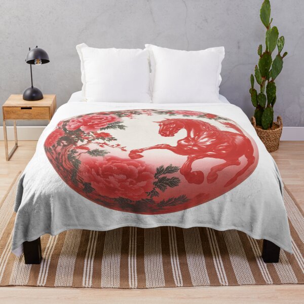 Item preview, Red Chinese Zodiac Horse And Peonies designed and sold by bubblegoth.