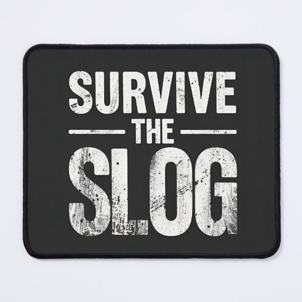 Item preview, Survive The Slog 2025 Burnout T-Shirt Design | Wry Work Humor & Solidarity Poster designed and sold by Tiny Globe .