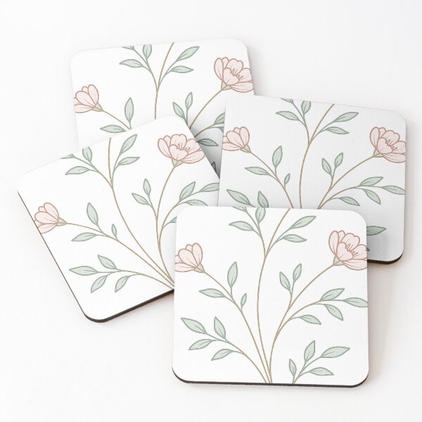 Item preview, Delicate Botanical Line Art with Soft Pastel Flowers designed and sold by Fernova.
