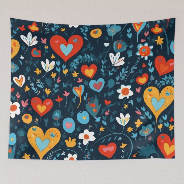 Item preview, Colorful heart and flower pattern designed and sold by anytka.