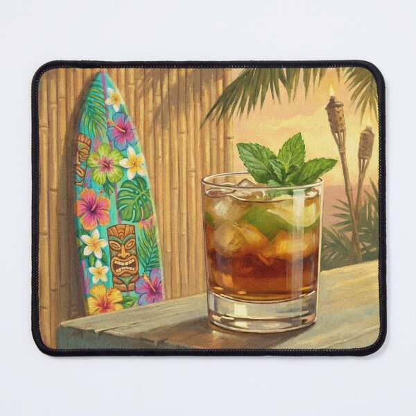 Item preview, MAI TAI TIKI SUNSET MAGIC Vintage 1950s California Surf Bar Cocktail Poster designed and sold by Cozy-Old-Pub.