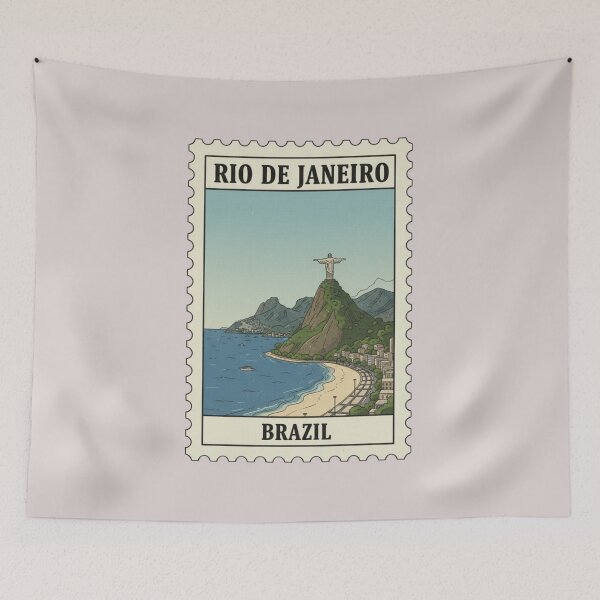 Item preview, Vintage rio de janeiro brazil travel stamp designed and sold by allaboutstamps.