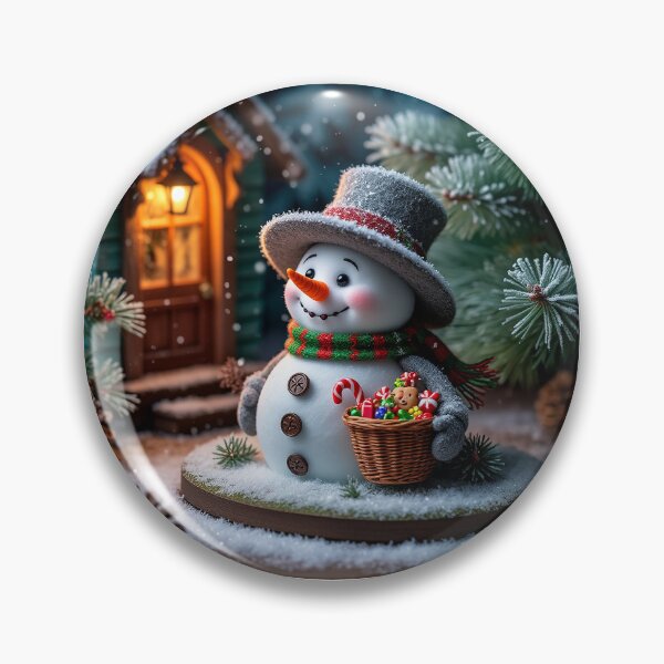 Item preview, Cute Snowman With Christmas Basket in Cozy Winter Scene designed and sold by AmetistLight.
