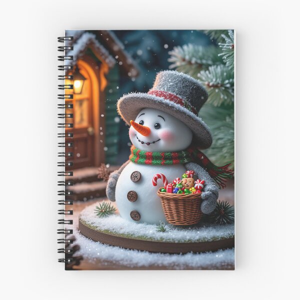 Item preview, Cute Snowman With Christmas Basket in Cozy Winter Scene designed and sold by AmetistLight.