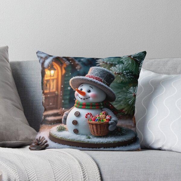 Item preview, Cute Snowman With Christmas Basket in Cozy Winter Scene designed and sold by AmetistLight.