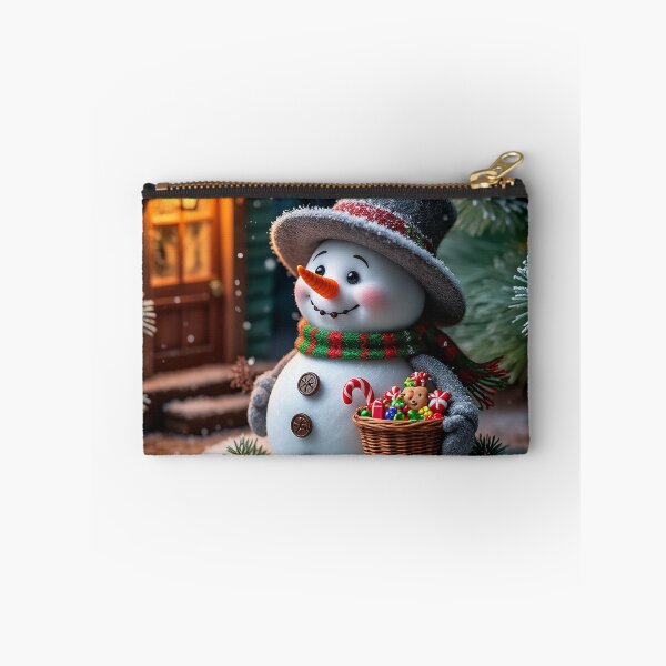 Item preview, Cute Snowman With Christmas Basket in Cozy Winter Scene designed and sold by AmetistLight.