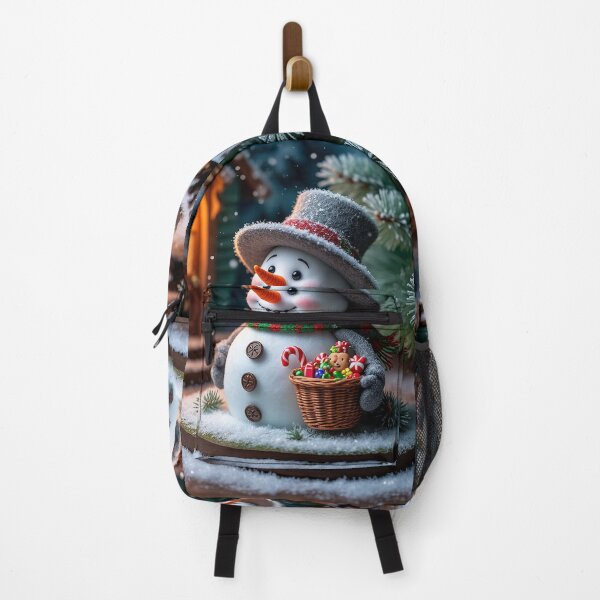 Item preview, Cute Snowman With Christmas Basket in Cozy Winter Scene designed and sold by AmetistLight.