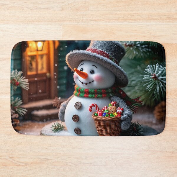Item preview, Cute Snowman With Christmas Basket in Cozy Winter Scene designed and sold by AmetistLight.