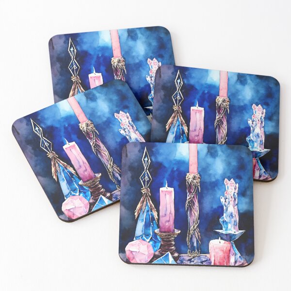 Item preview, Tarot Table Watercolor – Enchanted Crystal and Candle Artwork designed and sold by soulfulpalette.