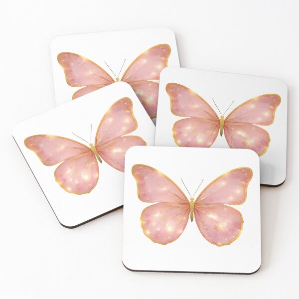 Item preview, Pink Butterfly with Gold Accents Elegant Shiny Butterfly Design designed and sold by Moodune.