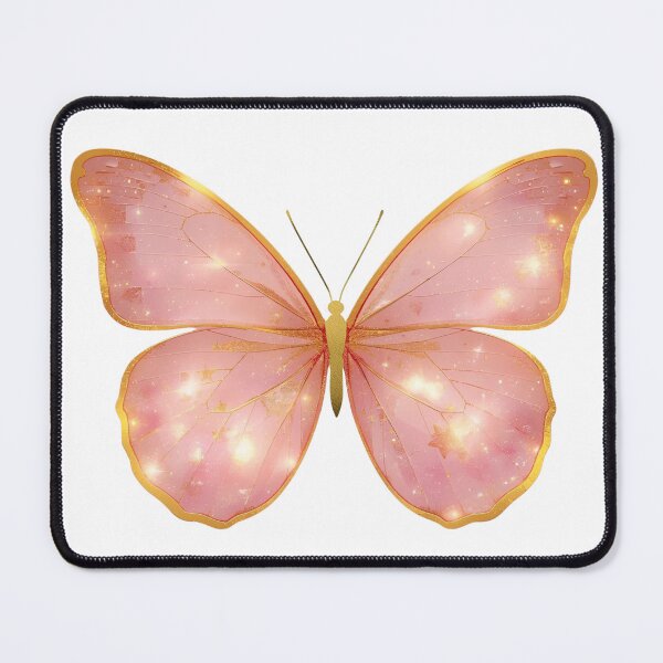 Item preview, Pink Butterfly with Gold Accents Elegant Shiny Butterfly Design designed and sold by Moodune.