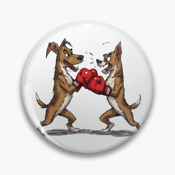 Item preview, Two fierce cartoon dogs wearing red boxing gloves facing each other in a heated rivalry stance illustrated in bold dynamic comic style artwork designed and sold by ArtPetrenko90.