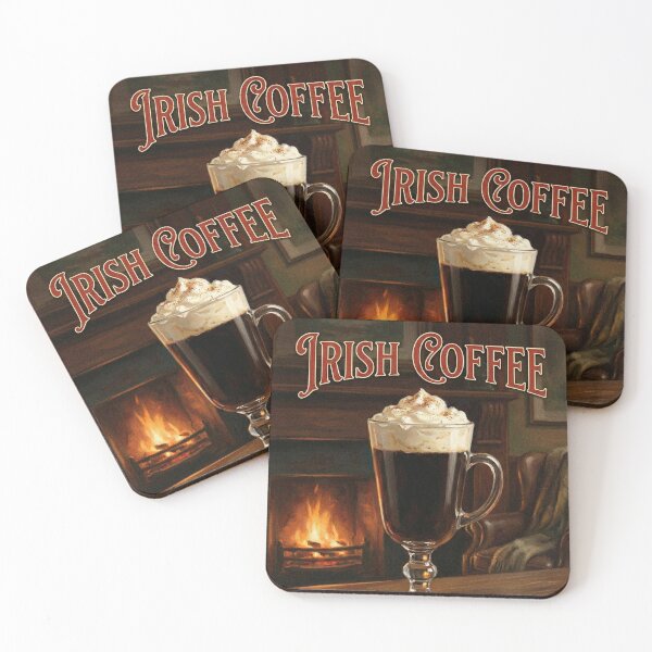 Item preview, IRISH COFFEE WARMTH IN EVERY DROP Vintage 1950s Dublin Pub Cocktail Poster designed and sold by Cozy-Old-Pub.
