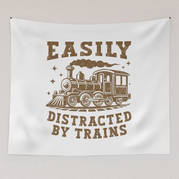 Item preview, Easily Distracted By Trains Funny Vintage Locomotive Design designed and sold by Dmetalx Art Apparel.