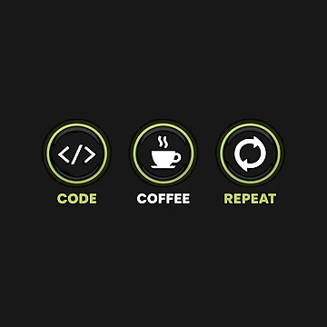 Artwork thumbnail, Code Coffee Repeat – Neon Programmer Routine Design by Glam-Spot