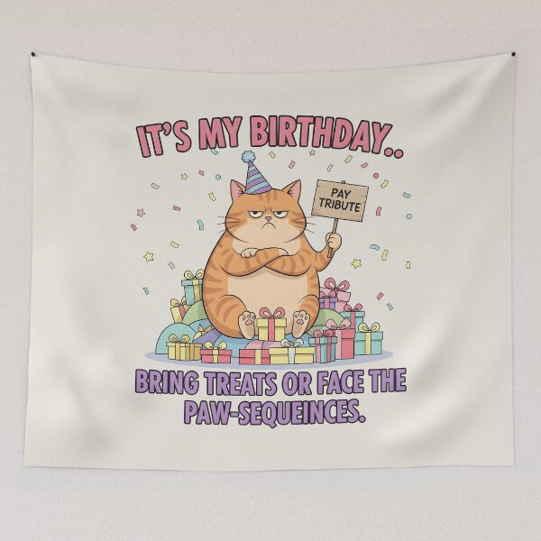 Item preview, Cat Birthday It’s My Birthday… Bring Treats or Face the Paw-sequences designed and sold by Uglyandcute.