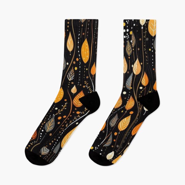 Item preview, Autumn Glow Leaf Pattern – Gold, Orange & Charcoal on Black designed and sold by CraftedHome.