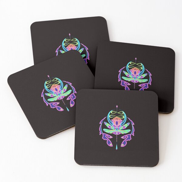 Item preview, Cyberpunk Neon Dragonfly Lotus Flower Mandala designed and sold by Color for Balance .