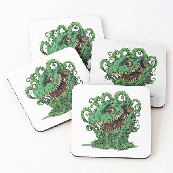 Item preview, Creepy green tentacled monster with multiple eyes and sharp teeth illustrated in detailed grotesque fantasy horror creature design artwork designed and sold by ArtPetrenko90.