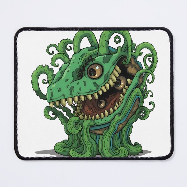 Item preview, Creepy green tentacled monster with multiple eyes and sharp teeth illustrated in detailed grotesque fantasy horror creature design artwork designed and sold by ArtPetrenko90.