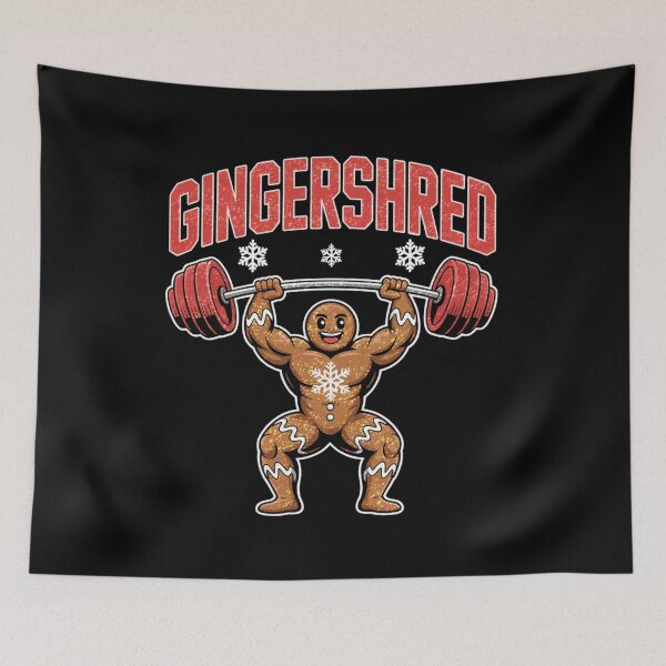 Item preview, Gingershred Funny Christmas Gingerbread Gym Fitness designed and sold by FreshVibe Prints.