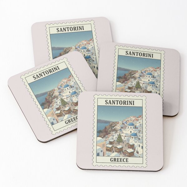 Item preview, Vintage santorini greece christmas stamp designed and sold by allaboutstamps.