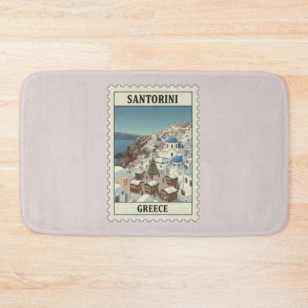Item preview, Vintage santorini greece christmas stamp designed and sold by allaboutstamps.