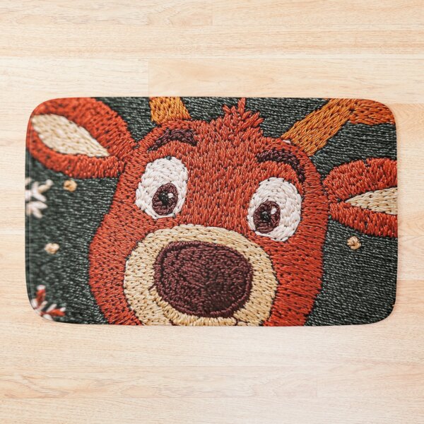 Item preview, Cozy needlework Christmas Reindeer – Cute Nordic Embroidery Artwork designed and sold by MiraLumeStudio.