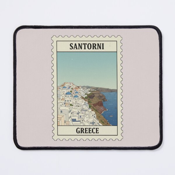 Item preview, Vintage santorini greece travel stamp designed and sold by allaboutstamps.