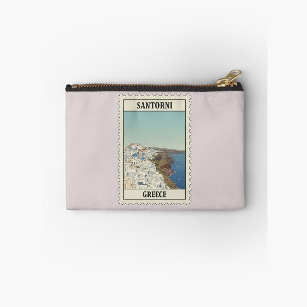 Item preview, Vintage santorini greece travel stamp designed and sold by allaboutstamps.