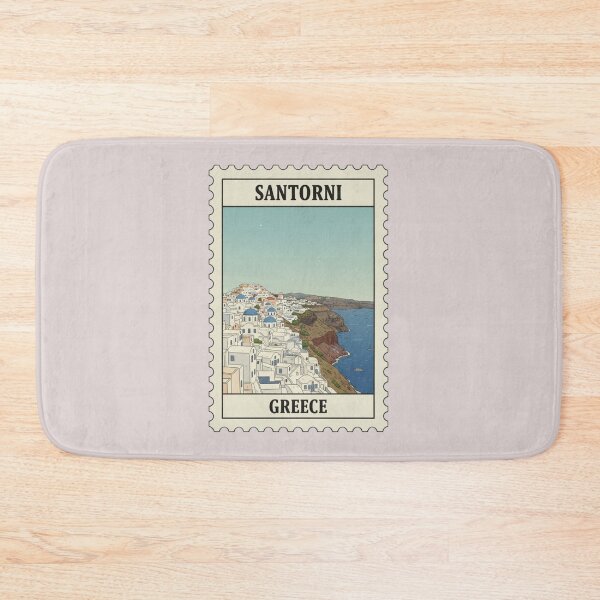 Item preview, Vintage santorini greece travel stamp designed and sold by allaboutstamps.