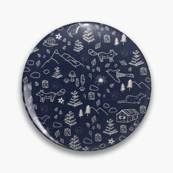 Item preview, Mountain animals doodle denim blue and white with texture designed and sold by aliceandida.