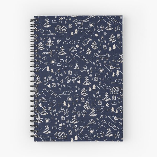 Item preview, Mountain animals doodle denim blue and white with texture designed and sold by aliceandida.