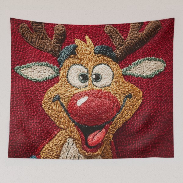 Item preview, Festive Reindeer Needlework – Whimsical Holiday Embroidery Illustration designed and sold by MiraLumeStudio.