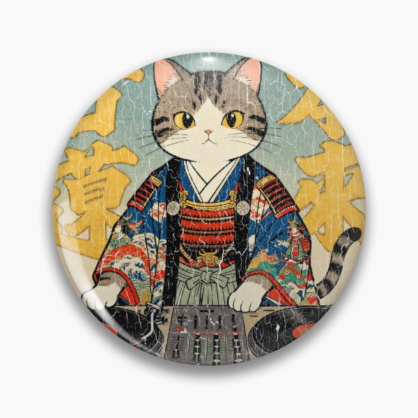 Item preview, Japanese DJ Kitty Cat (vintage distressed look) designed and sold by ROBOTFACE T-Shirts.