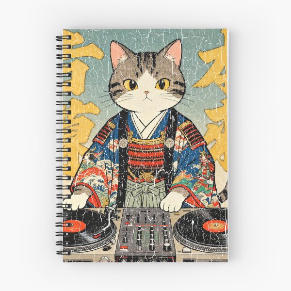 Item preview, Japanese DJ Kitty Cat (vintage distressed look) designed and sold by ROBOTFACE T-Shirts.