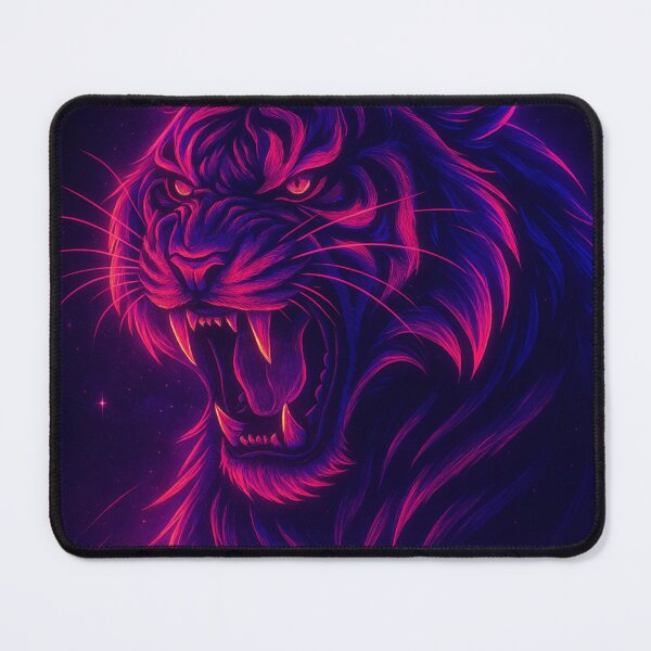 Item preview, Neon Cyber Tiger – Aggressive Glowing Vaporwave Beast Art designed and sold by GolabMagic.