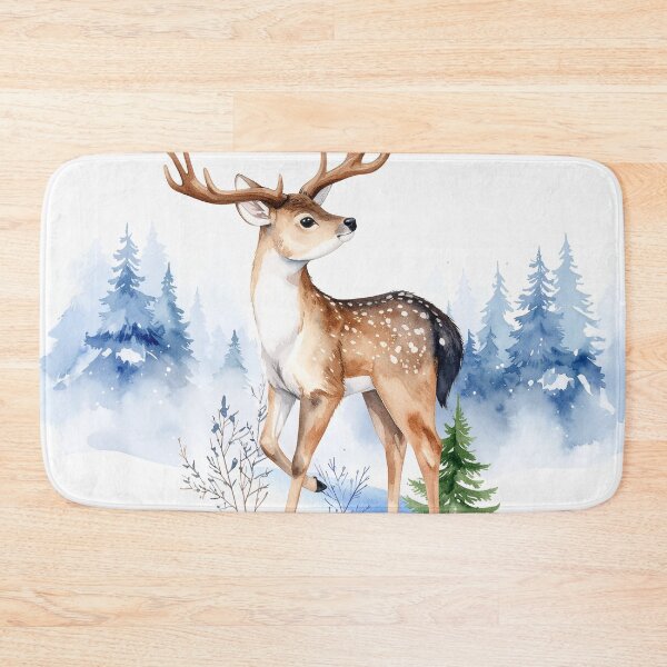 Item preview, Watercolor Winter Deer Forest Art designed and sold by Rutvain.