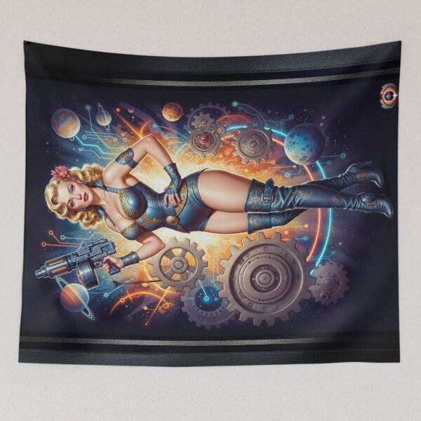 Item preview, Trina Travera Surreal Retro-Fusion Steampunk Portrait Alluring AI Concept Art by Xzendor7 designed and sold by Xzendor7 Digital Art Creations.