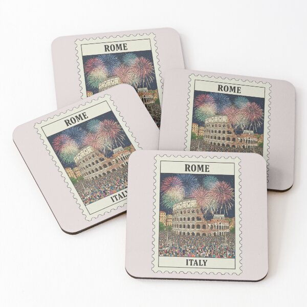 Item preview, Vintage rome italy colosseum fireworks stamp designed and sold by allaboutstamps.