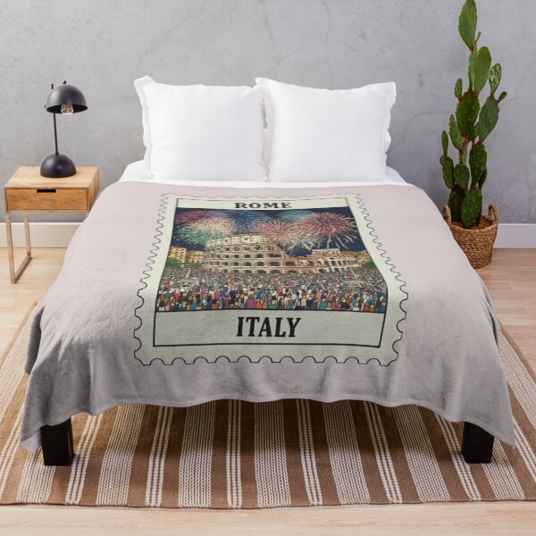 Item preview, Vintage rome italy colosseum fireworks stamp designed and sold by allaboutstamps.