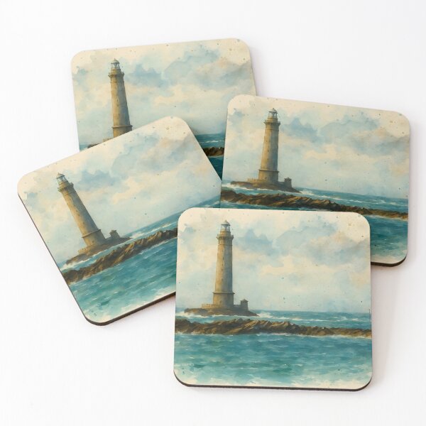 Item preview, Watercolor Lighthouse – Stormy Sea & Coastal Beacon Art by M.A.L.K designed and sold by M.ALK.Watercolor.