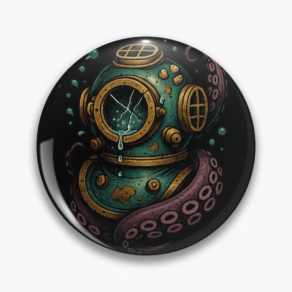 Item preview, Cracked Deep Sea Diver Helmet & Octopus | Neo-Traditional Tattoo Art designed and sold by uNORTHODOX72.