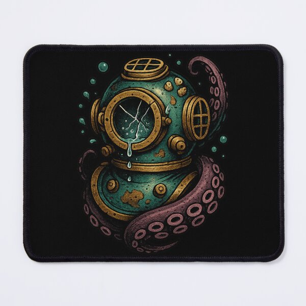 Item preview, Cracked Deep Sea Diver Helmet & Octopus | Neo-Traditional Tattoo Art designed and sold by uNORTHODOX72.