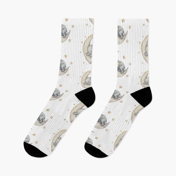 Item preview, Sleeping Baby Elephant on Moon – Cute Nursery Art designed and sold by Rutvain.