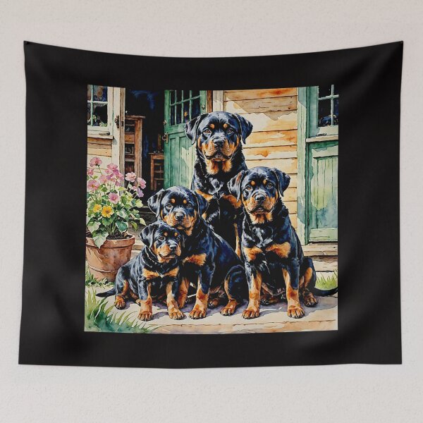 Item preview, Rottweiller on the porch with Puppies#6 designed and sold by Helios Be. Lavsh.