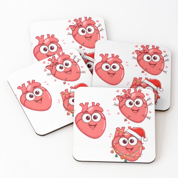 Item preview, Cute cartoon set of three human hearts with happy expressive faces illustrated in bright red tones for New Year and Valentine themed festive designs designed and sold by ArtPetrenko90.