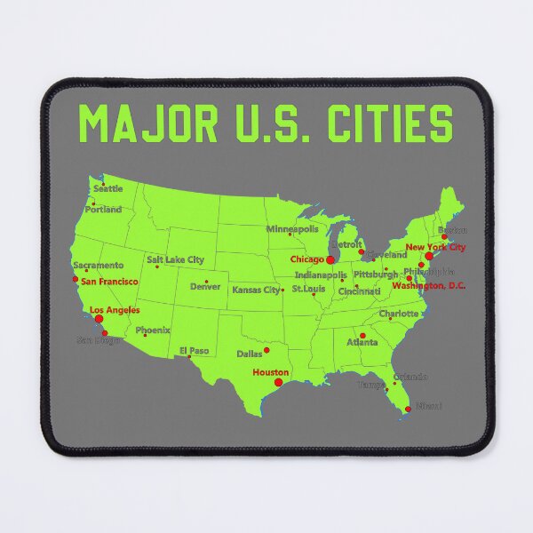 Item preview, Major U.S. Cities Map – Bold & Educational Design designed and sold by mashmosh.