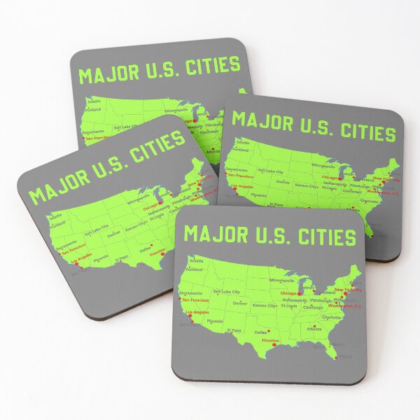 Item preview, Major U.S. Cities Map – Bold & Educational Design designed and sold by mashmosh.